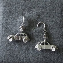 Load image into Gallery viewer, sterling silver 2cv6 earrings on hooks with chevrons