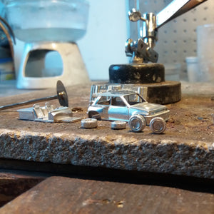 silver Renault 5 turbo in the making