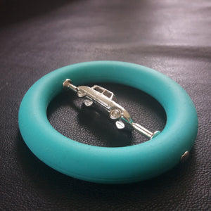 silver Citroën DS in silicon teething ring