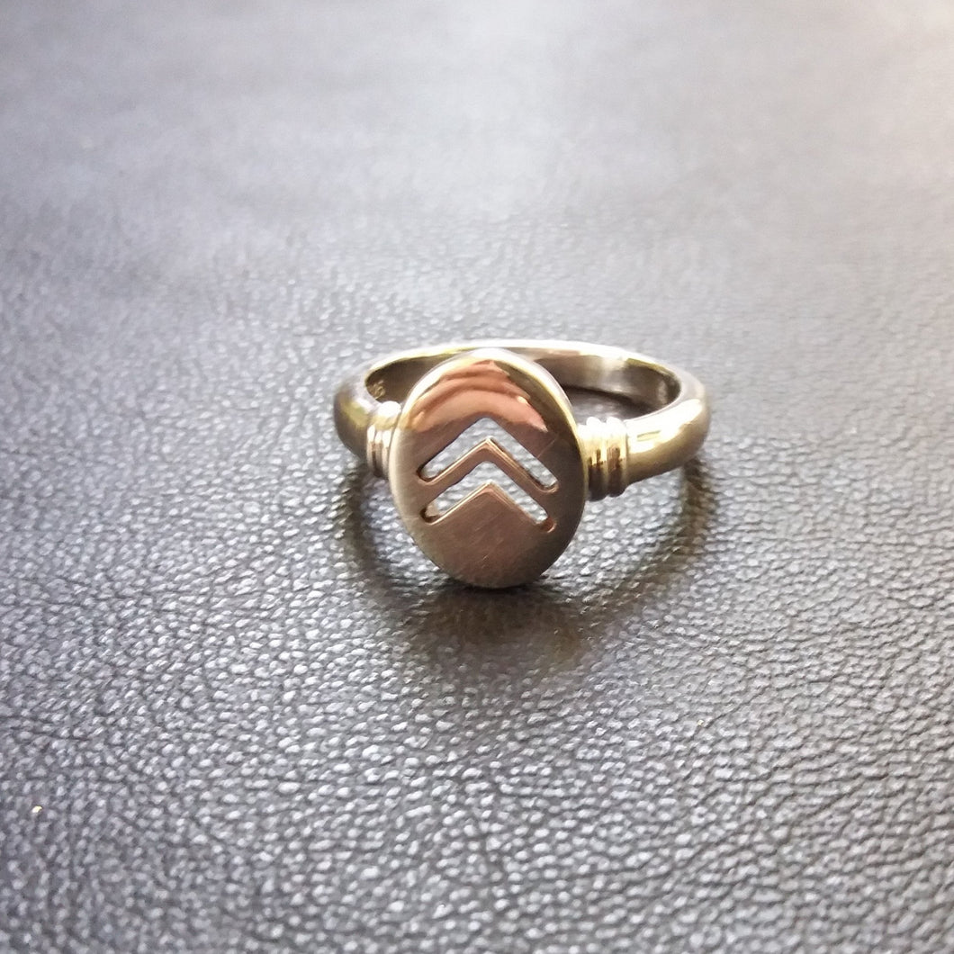 double chevron ring silver