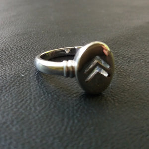 double chevron ring silver