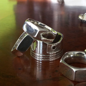 silver hexnut rings and piston ring