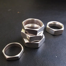 Load image into Gallery viewer, Silver hexnut rings