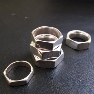 Silver hexnut rings