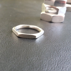 Silver small hexnut ring
