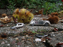 Load image into Gallery viewer, Citroën 2cv 1:43 and DS break 1:87 miniature silver
