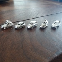 Load image into Gallery viewer, Miniature silver fiat models, 500, 600, topolino and 126