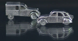 Silver Citroen 2cv and AK miniature 